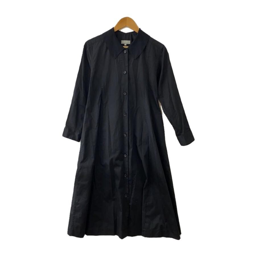 MARGARET HOWELL Black Washed Cotton Satin Shirt Dress Long Sleeve 1 Auth