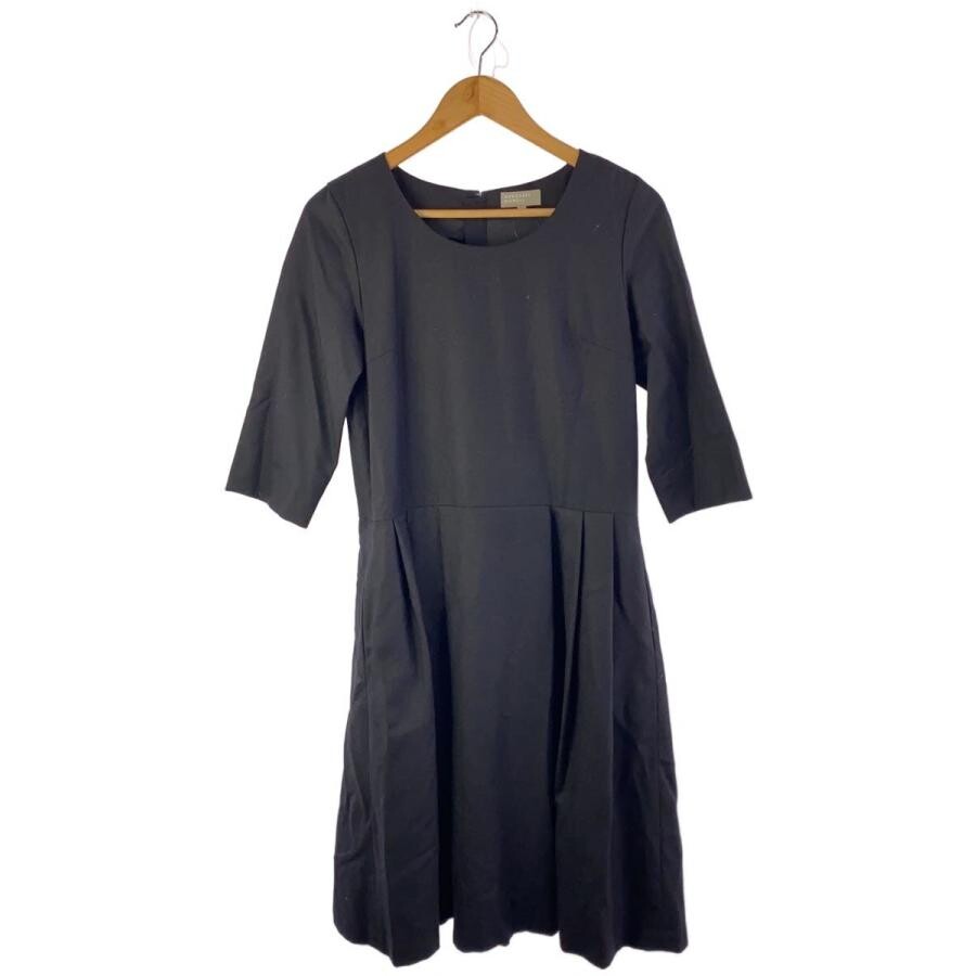 MARGARET HOWELL Black Wool Dress 1 3 4 Sleeve Round Neck Auth