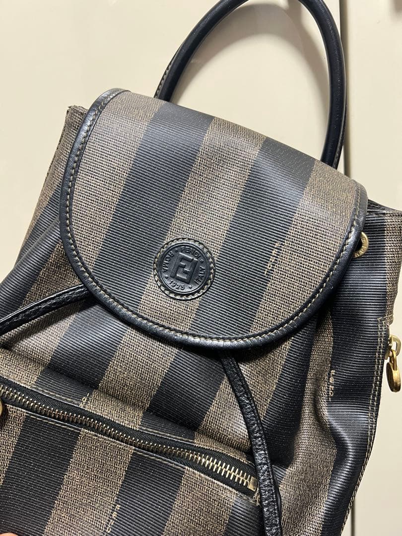 FENDI Backpack Pequin canvas Brown Vintage Authentic From  display picture 2