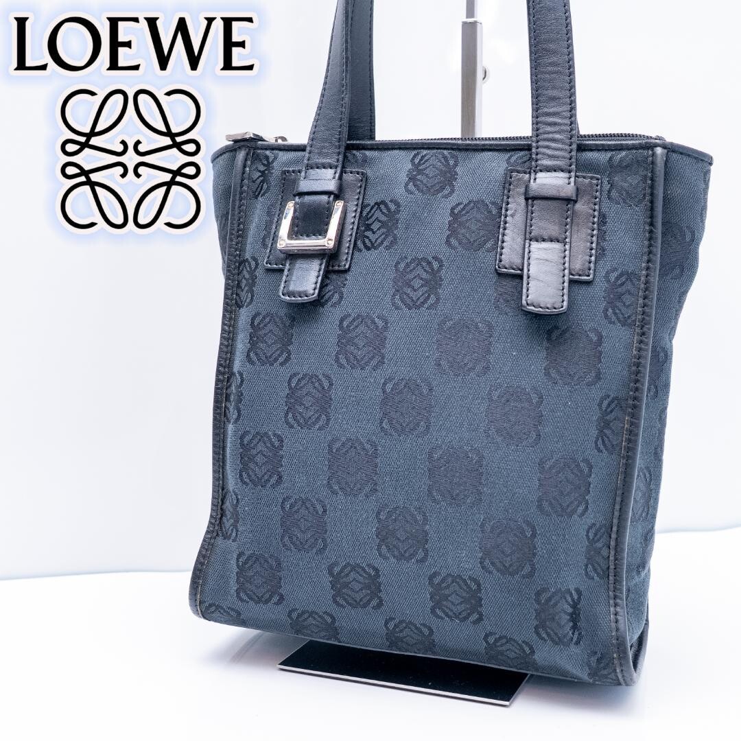 LOEWE Tote bag Anagram Repeat Canvas Blue Vintage Authentic From Japan